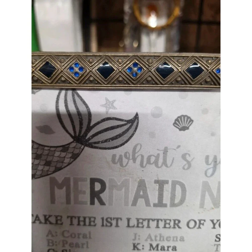 Vintage jeweled frame with mermaid info 8x10